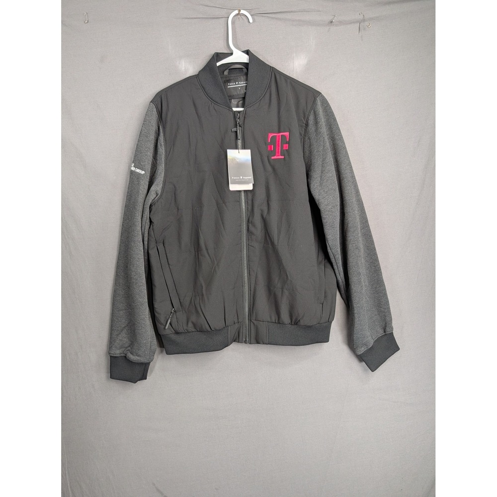 Fossa Apparel T-Mobile Mens Large Full Zip Hybrid Bomber Jacket Black Gray NWT